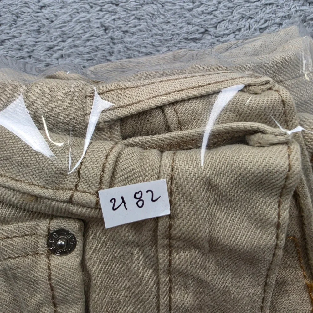 Levis 501 Button Fly Jeans Mens 36x32 Tan Khaki Original Straight Leg Cotton Y2K